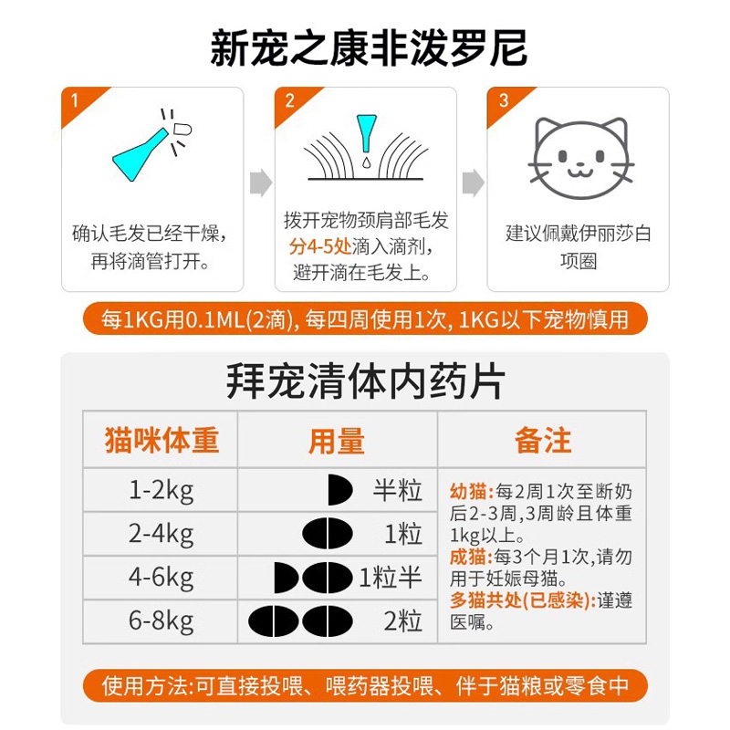 拜耳猫拜宠清体内体外驱虫药猫咪体内外一体宠物用药成幼猫驱虫 - 图2