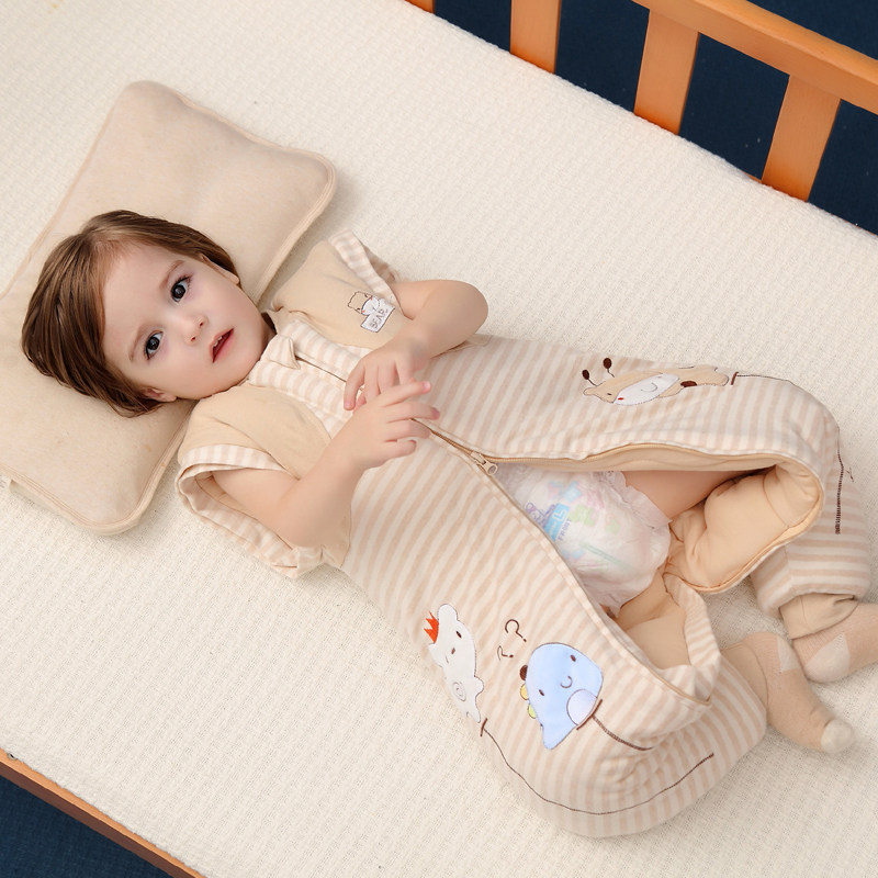 彩棉婴儿睡袋分腿式可拆袖小童宝宝儿童防踢被春秋薄款纯棉连体衣,淘宝优惠券,粉丝福利购,淘宝优惠卷