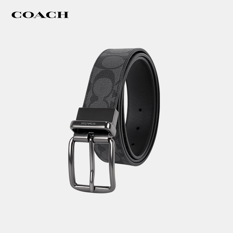 【官方授权】COACH/蔻驰腰带皮质经典商务皮带双面礼盒装男士礼物