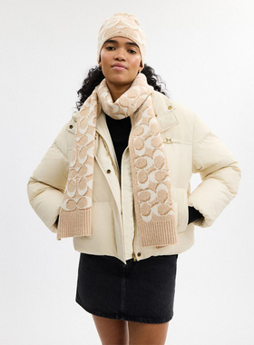 【正品保证】COACH/蔻驰女士围巾帽子秋冬季两件套保暖羊驼毛围脖