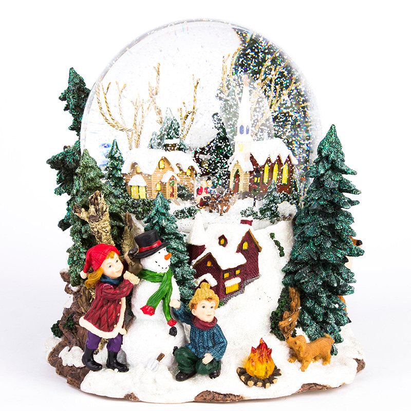 JARLL水晶球音乐盒圣诞礼物村庄雪景送女生爱人生日圣诞节礼物