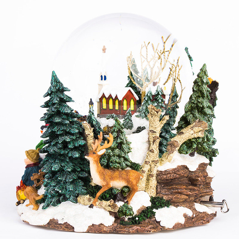 JARLL水晶球音乐盒圣诞礼物村庄雪景送女生爱人生日圣诞节礼物