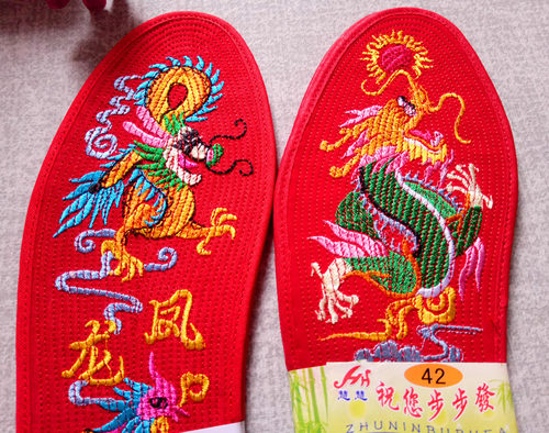 红色鞋垫龙凤成品纯手工棉布结婚男女士防除臭吸汗2双起拍 - 图0