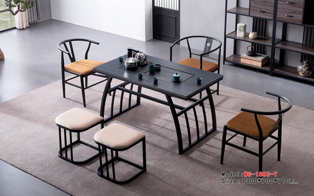 办公岩板茶台现代客厅家用多功能阳台茶桌椅组合小户型异形泡茶桌-图2