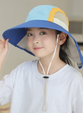 宝宝帽子儿童防晒帽夏季出游遮阳帽女大帽檐透气防紫外线可爱男孩