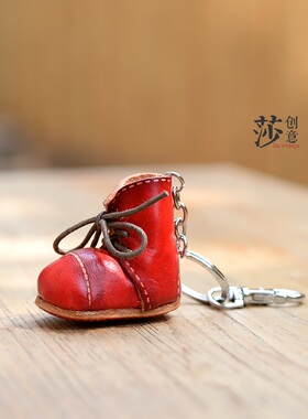 牛皮手工步步高升小靴子挂件