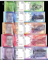 European brand new UNC Gibraltar (5-100) banknote large set of 2010-11 years of Queen