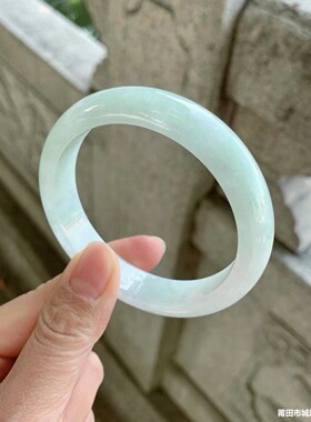 缅甸老坑冰糯种翡翠手镯天然淡绿江南水润女款白月光翡翠玉手镯子