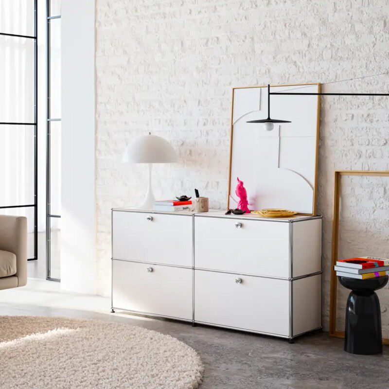 不锈钢USM餐边柜模块电视柜中古风现代简约ins组合柜金属置物斗柜 - 图3