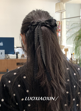 罗小辛复古甜美蝴蝶结缎带发夹女