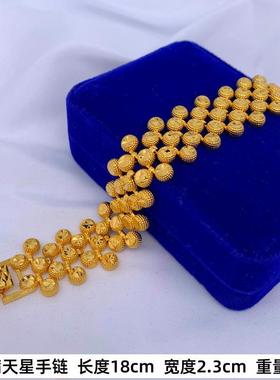女沙金镀黄金霸气女手链不掉色