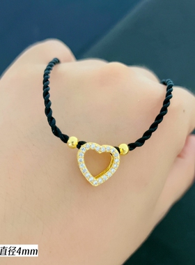 手工黑绳编织款项链越南沙金