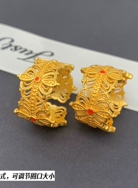 女越南沙金皇冠戒指久不掉色