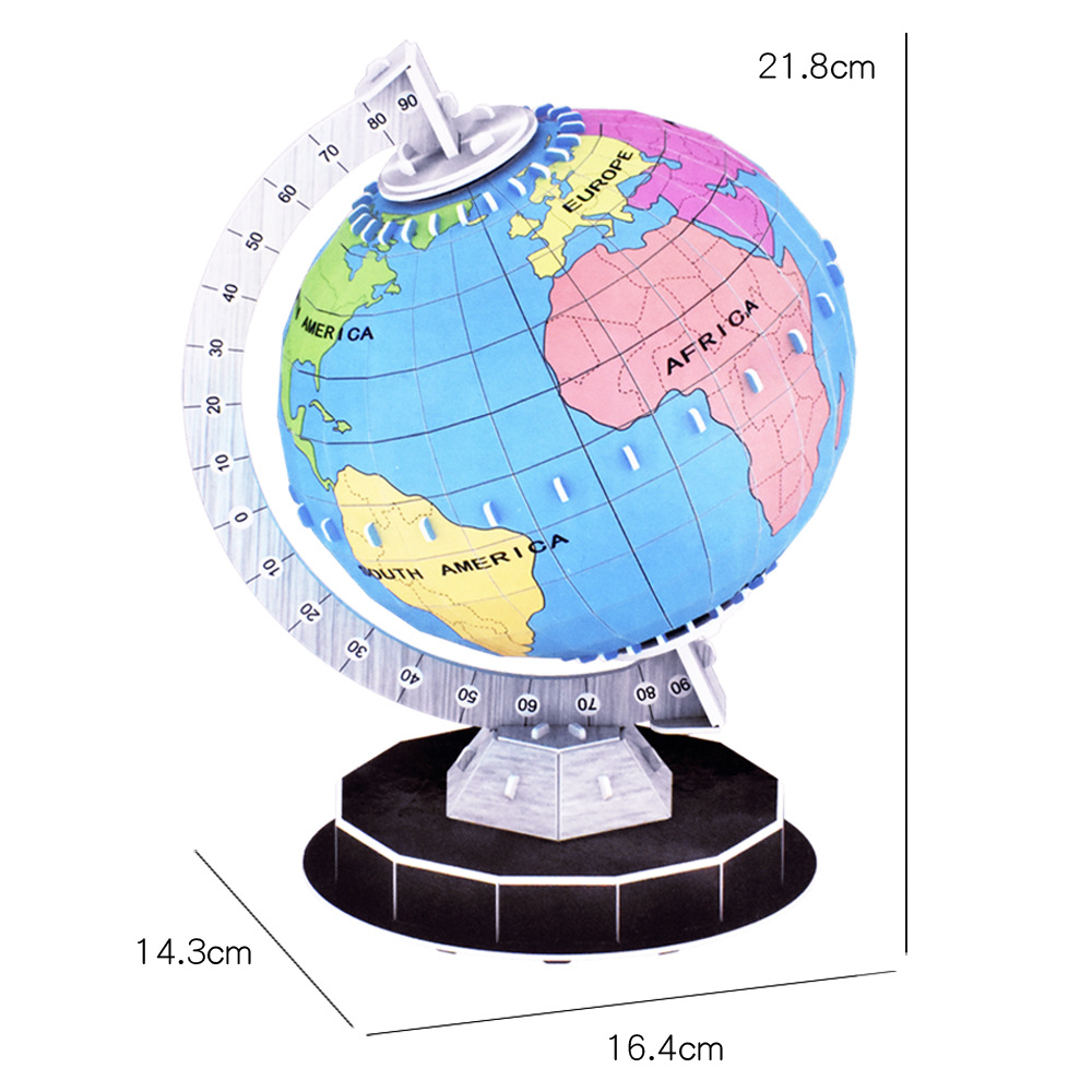 儿童手工制作地球仪DIY材料3D立体拼图创意模型学生用教学版初中生自制上色地球拼装礼物套装摆件家居摆设品 - 图2