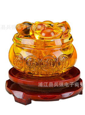 水晶招财大小号琉璃元宝装饰品