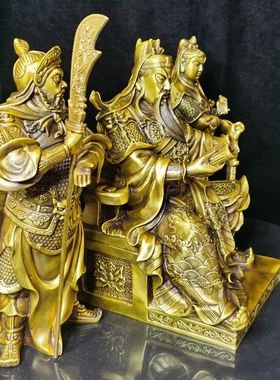 纯铜关公关平周仓铜客厅店铺