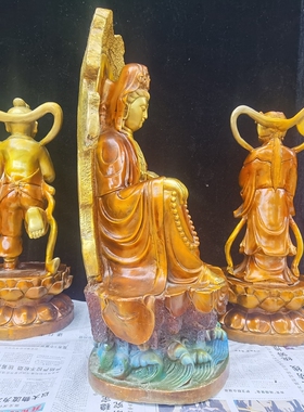 纯铜观世音菩萨供奉摆件