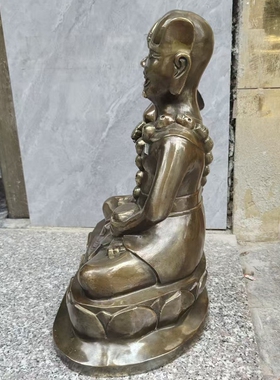 纯铜面然大士焦面大士爷焰口鬼王瑜伽供奉摆件黄铜监斋菩萨铜像