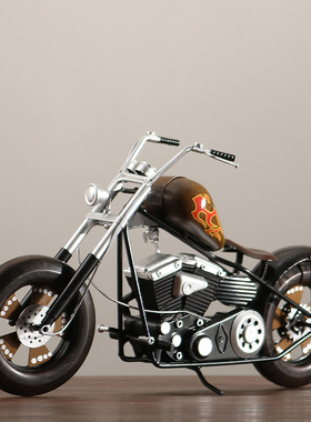 哈雷仿真复古怀旧铁艺摩托车模型