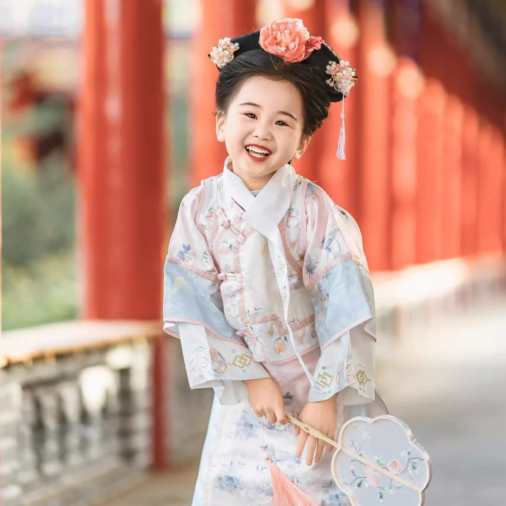 女童汉服宫廷风格格服儿童清朝古装女宝旗袍马甲套装北京故宫旅拍,淘宝优惠券,粉丝福利购,淘宝优惠卷