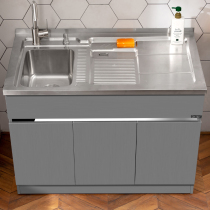 304 Basins Cabinet Stainless Steel Laundry Cabinet Combined Sink Cabinet With Washboard Small Family Type Laundry Pool Balcony Bath Cabinet