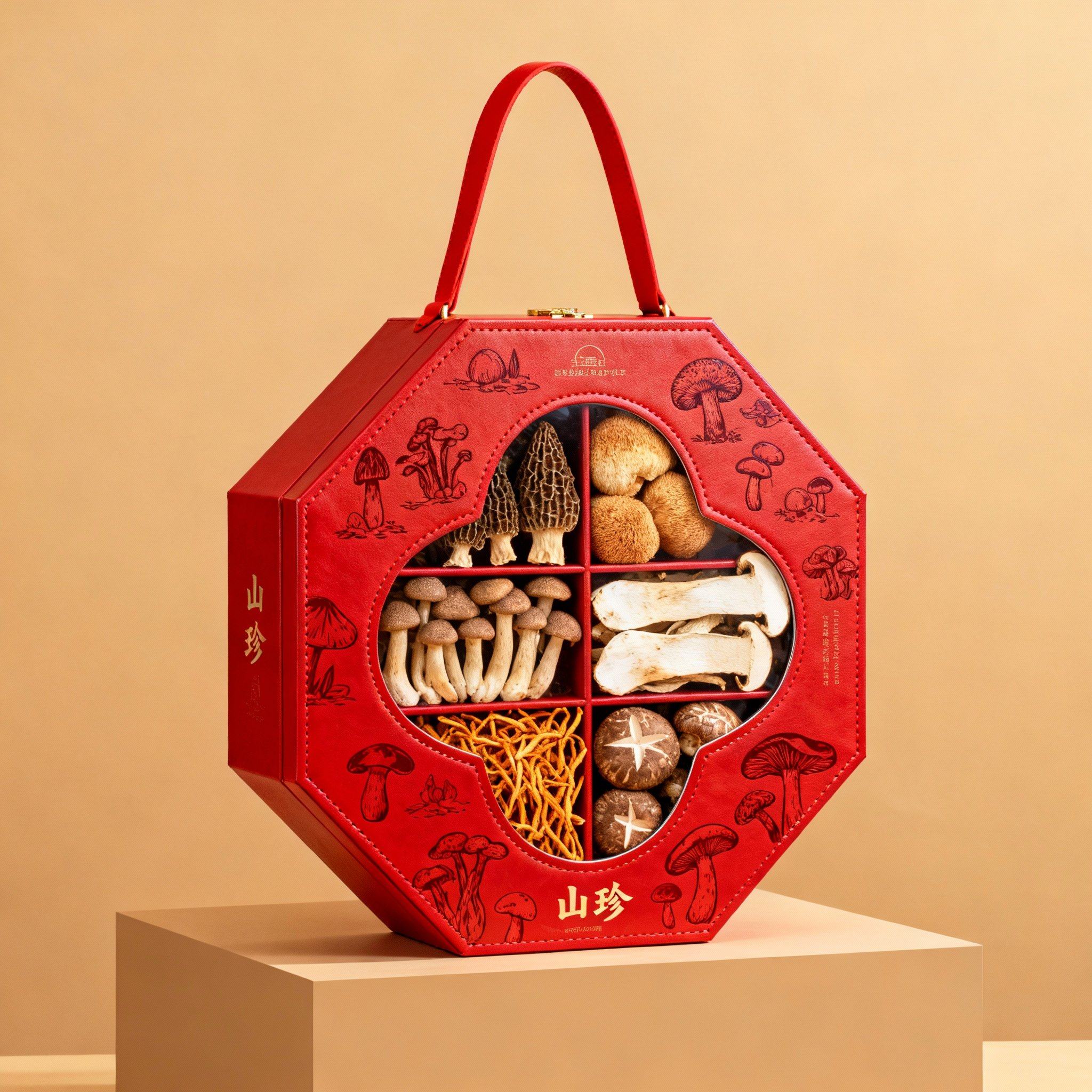 定制菌菇礼盒高档滋补品山珍干货包装空盒野生羊肚菌手提新年礼盒,淘宝优惠券,粉丝福利购,淘宝优惠卷