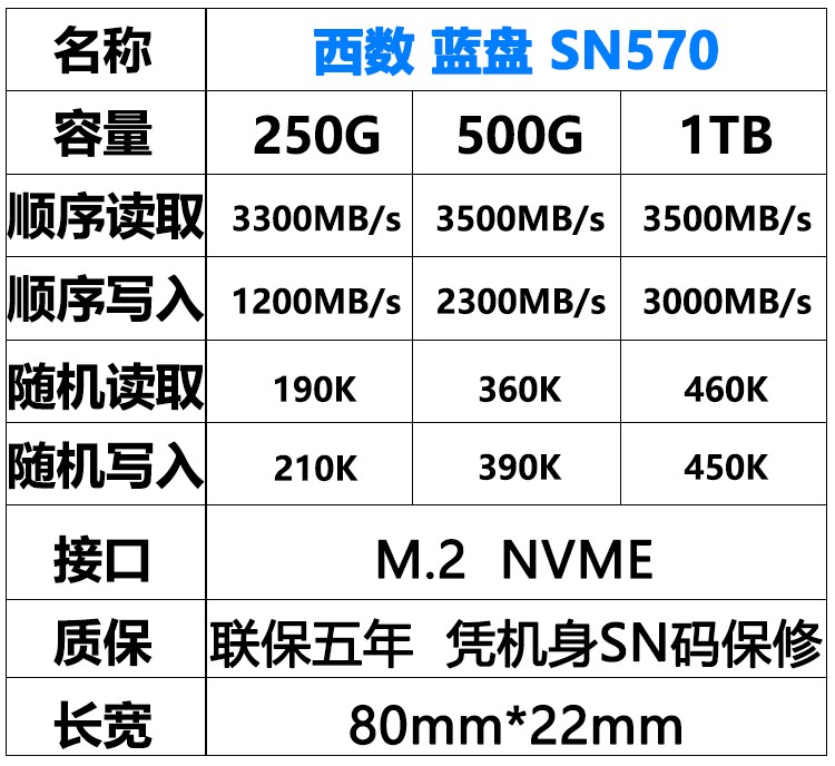 WD/西部数据 sn570 770 350 500G 1T M.2 NVMe  PCIe固态SSD硬盘 - 图1