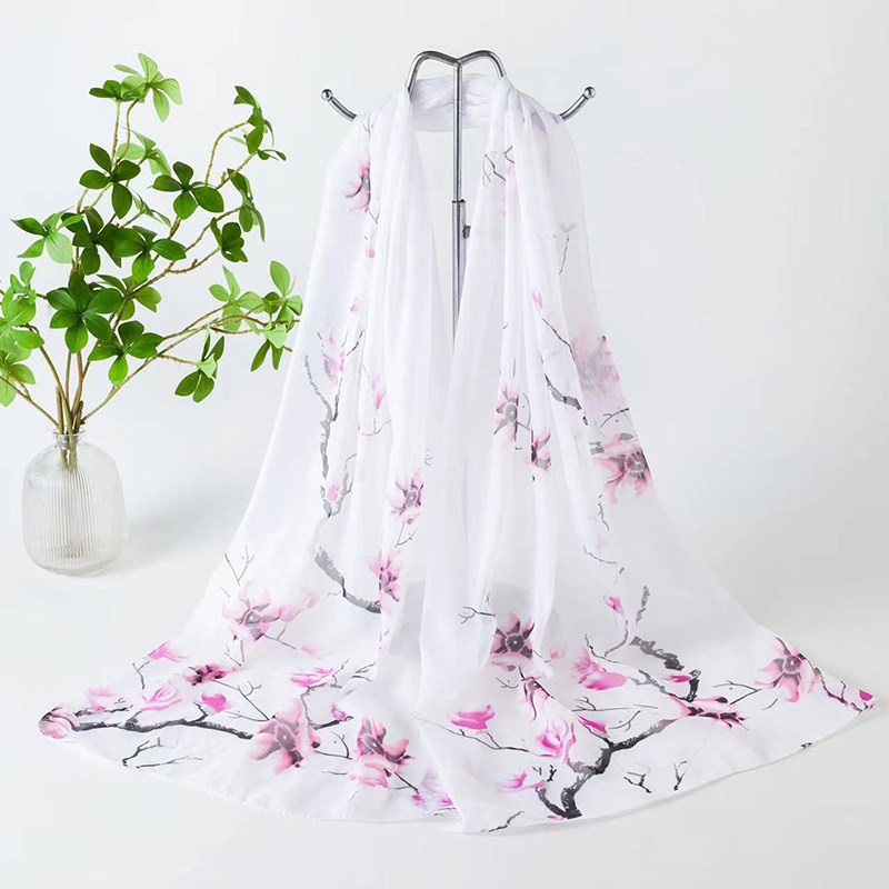 2024新款春夏季雪纺丝巾女秋印花薄长款百搭披肩围巾两用纱巾送礼,淘宝优惠券,粉丝福利购,淘宝优惠卷