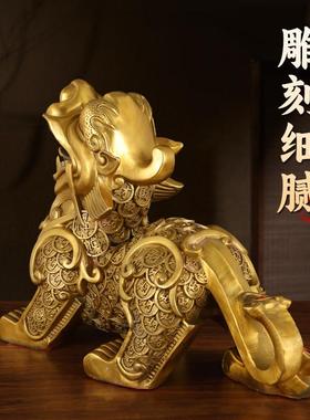 定制铜貔貅摆件金钱家居一对貔貅金属工艺品中式精工黄铜貔貅厂家