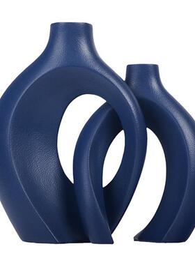 北欧陶瓷白色轻奢ins风创意花器插花摆件简约高级感批发欧式花瓶