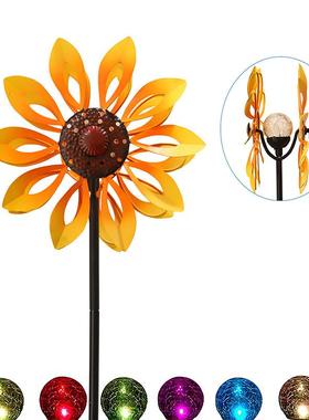 户外太阳能发光风车风车装饰草坪摆件庭院金属工艺品铁艺花园批发