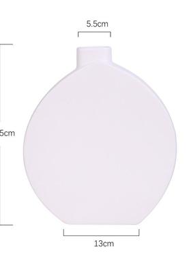 黑白经典陶瓷花瓶现代简约扁鼓瓶家居饰品摆件摆样板房装饰软装饰