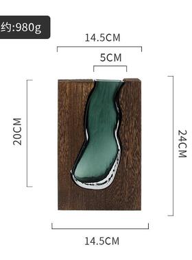 广州视北欧工艺品远实木玻璃花瓶高级感轻奢创意装饰摆件一件批发