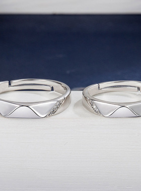 韩版跨境开口情侣对戒异地恋礼物简约菱形面指环网红棱爱情侣戒指