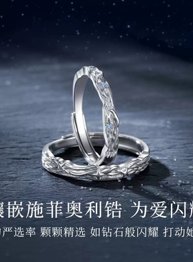 南极星情侣戒指999足银小众设计男女一对轻奢对戒生日礼物送女友