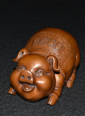 实心十二生肖书桌博物架发财猪