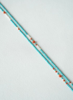 文艺绿松石南红项链天然原矿