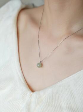 和田玉圆珠吊坠锁骨链