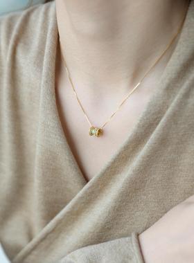 QIANTAO「秋华」原创路路通绿松石好运项链925银镀金转运吊坠礼物