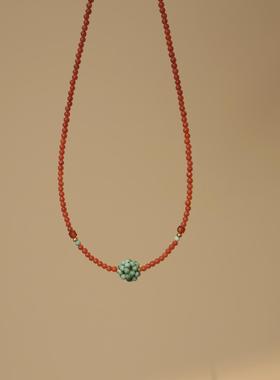 QIANTAO「无尽夏」原创新中式天然绿松南红项链串珠国风女士高级