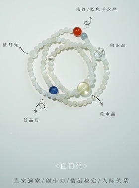 QIANTAO「序光」天然高品白月光多圈水晶多宝手串女好运事业礼物
