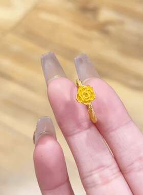 沙金玫瑰女士可调戒指小众轻奢