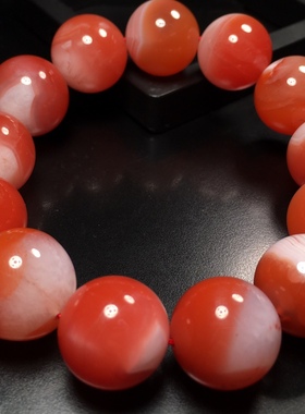 天然保山南红玛瑙红白料手串聚宝盆保真正品支持复检送礼佳品包邮