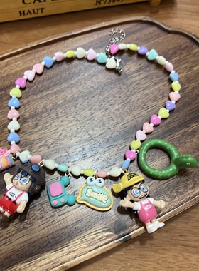 阿拉蕾颈链女生彩色爱心项链
