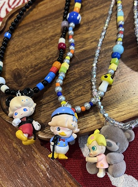 泡泡玛特米老鼠唐老鸭熊短款项链