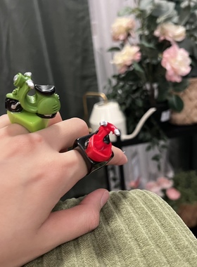 夏天树脂可爱机车小摩托戒指