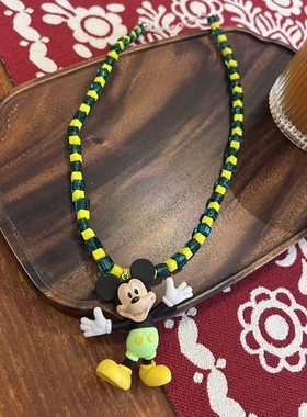 水晶串珠卡通可爱米奇颈链