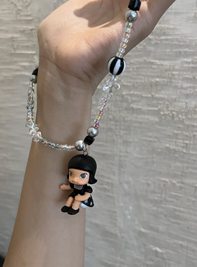 黑白小丑魔女泡泡玛特茉莉项链