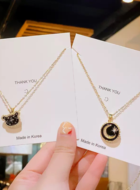 【钛钢】2时尚满钻锆石花朵防掉色防过敏项链热销百搭锁骨链饰品