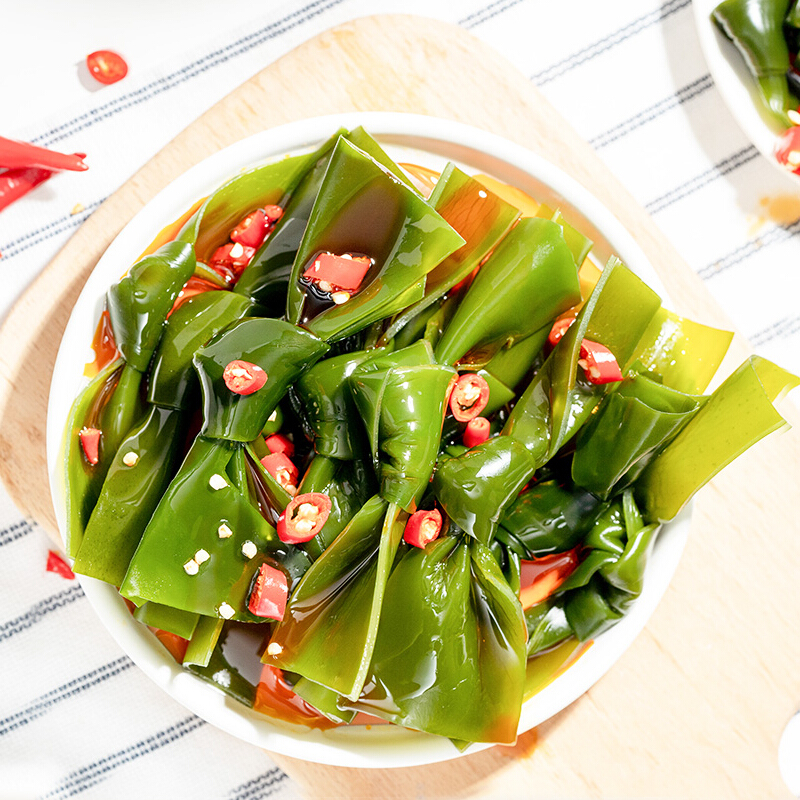 蜡笔小新海味网红休闲零食开袋即食厚烧海带结脆爽香辣味200g-图0